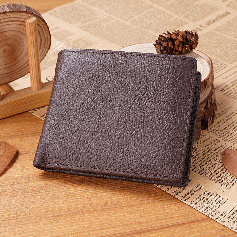 factory wholesale men's wallet short cowhide foreign trade first layer zipper wallet new wallet change full figure