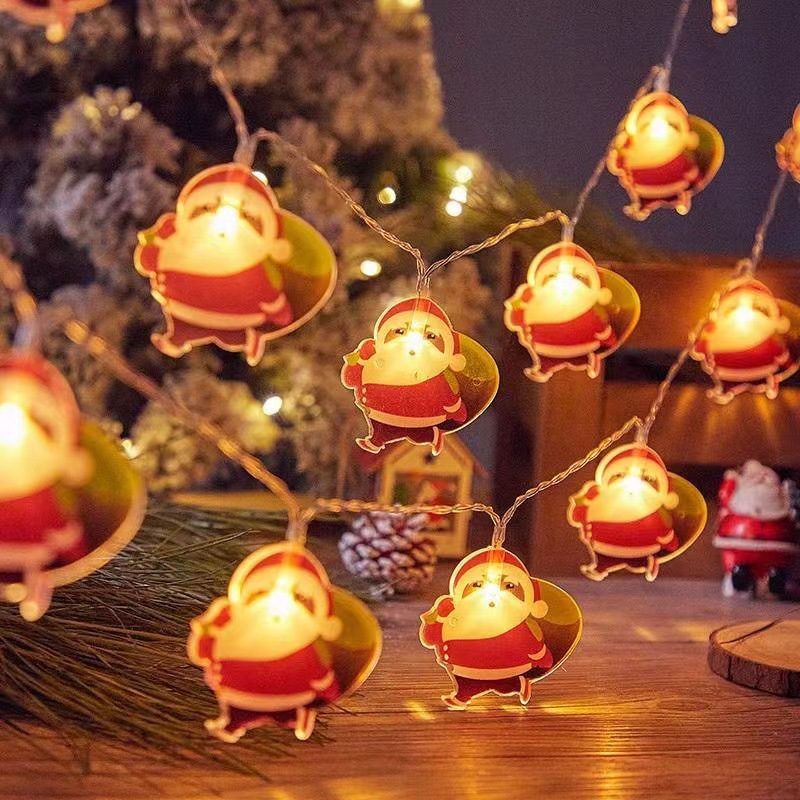 christmas string lights snowman old man christmas tree decorative lamp window shop scene arrangement creative pendants pendant details Picture