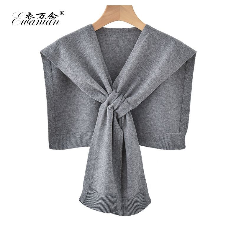 knitted shawl outer match cross knotted waistcoat office air-conditioned room cervical support shoulder scarf simple style Item Picture