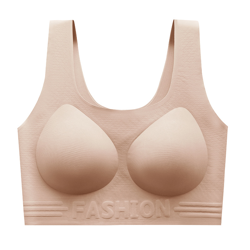 invisible liquid foundation seamless underwear women's breathable comfortable fixed cup without steel ring gathering bra Item Picture