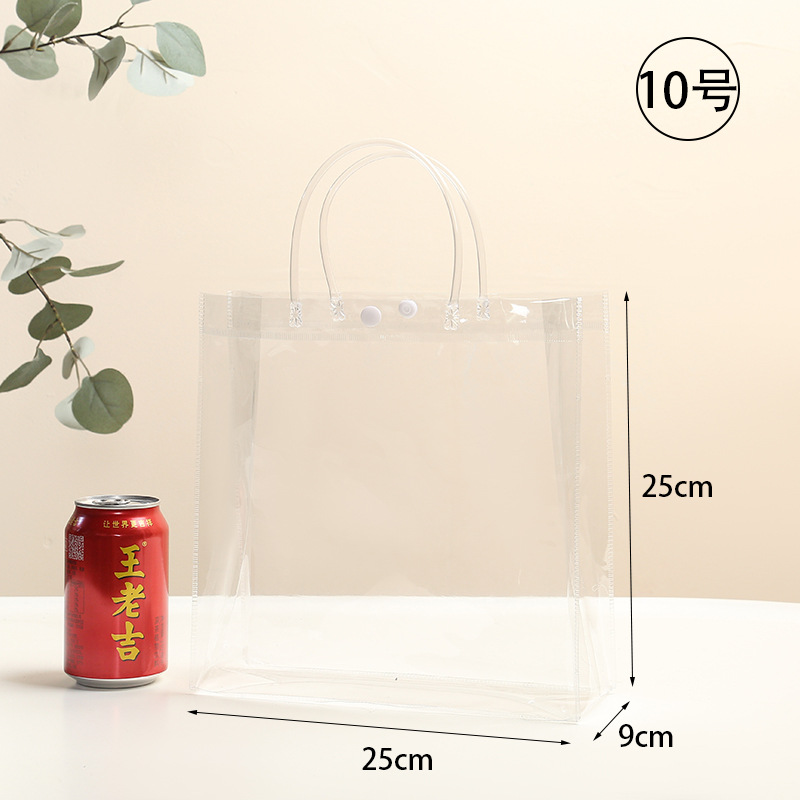 pvc plastic transparent handbag customized logo gift gift bag customized milk tea candy hidden hook packing bag details Picture