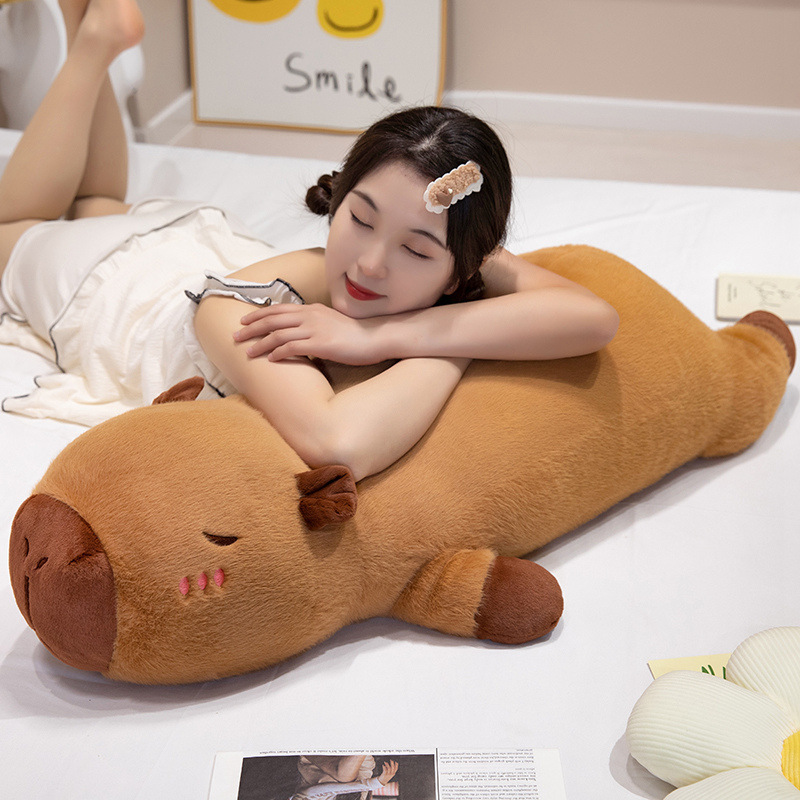 lying style capabala pillow capybara doll plush toy girl's bed sleep companion throw pillow girlfriend birthday present Specification drawing