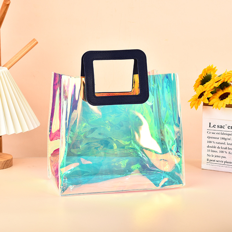 pvc laser handbag high-grade transparent colorful laser candy hand gift bag stall good-looking gift bag Item Picture