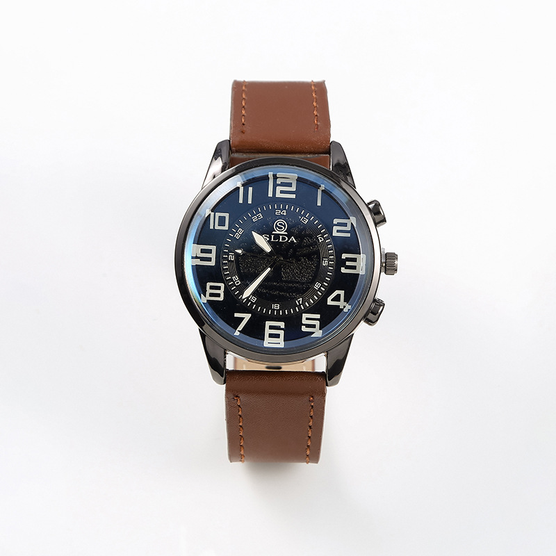top-selling product fashion business belt simple men's watch men's casual retro digital dial student quartz watch wholesale details Picture