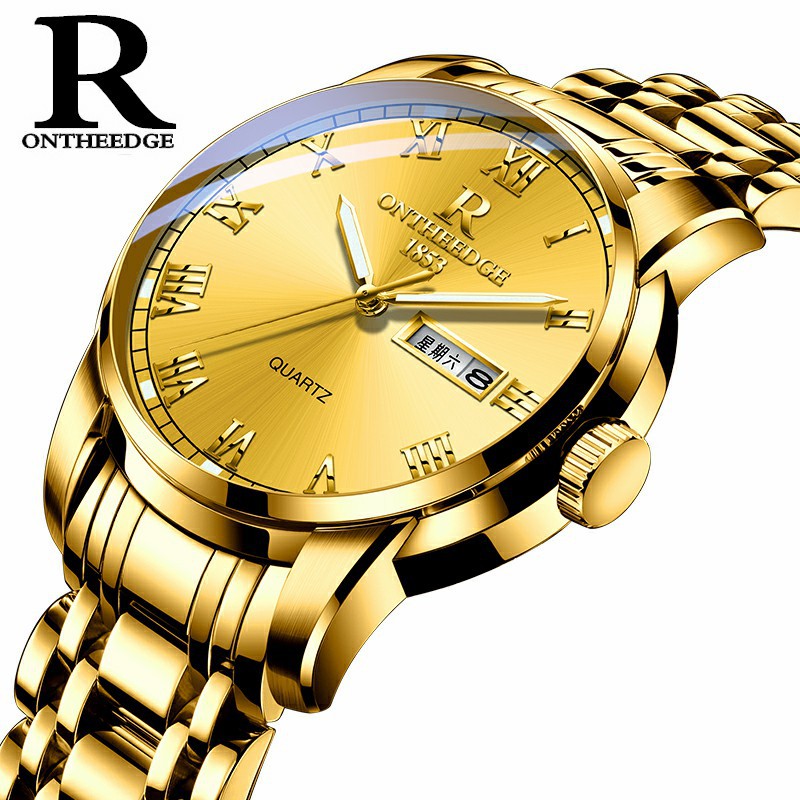 ruizhiyuan fashion swiss watch waterproof luminous watch men's alloy quartz watch good-looking men's business watch details Picture