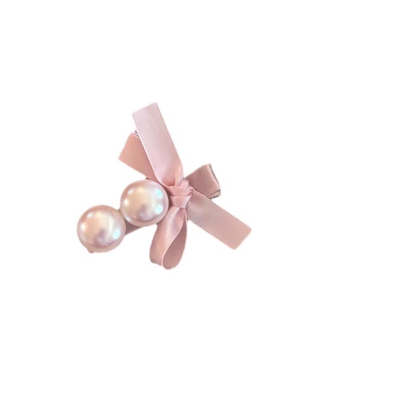 girlish style bow pearl barrettes korean style younger bangs side clip cropped hair clip barrettes headdress exquisite fashion clip Item Picture