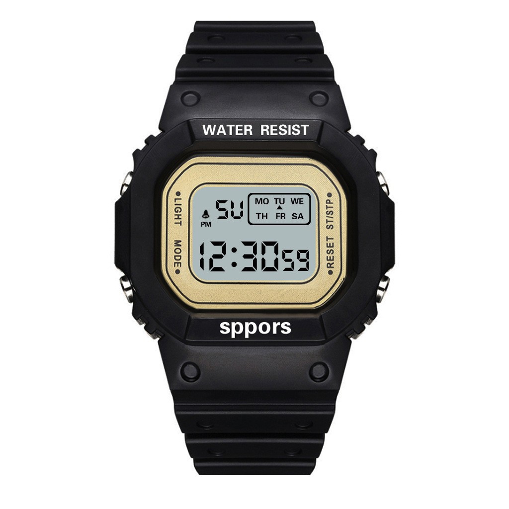 matcha green solid color square couple led electronic watch multi-functional male and female middle school students luminous fashion electronic hand Item Picture
