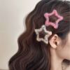 limited romance ~ handmade five-pointed star wool cropped hair clip headdress autumn and winter forehead bang clip side bb hairpin ins Item Picture
