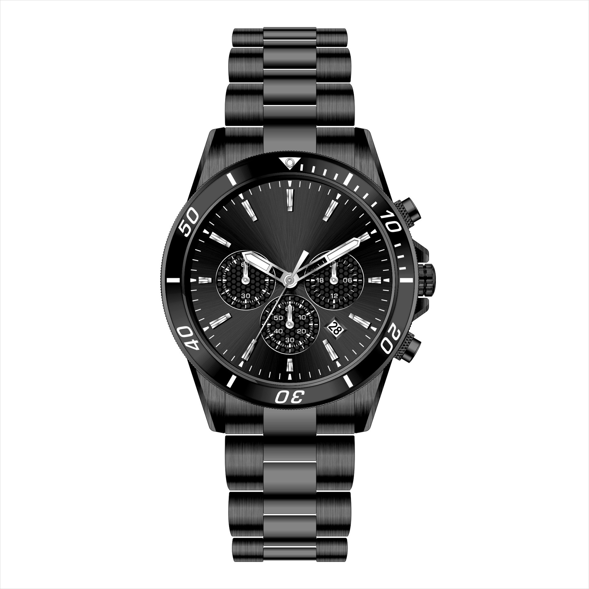 foreign trade cross-border high-end business steel belt watch men's quartz watch waterproof brand watch men's watch one piece dropshipping Specification drawing