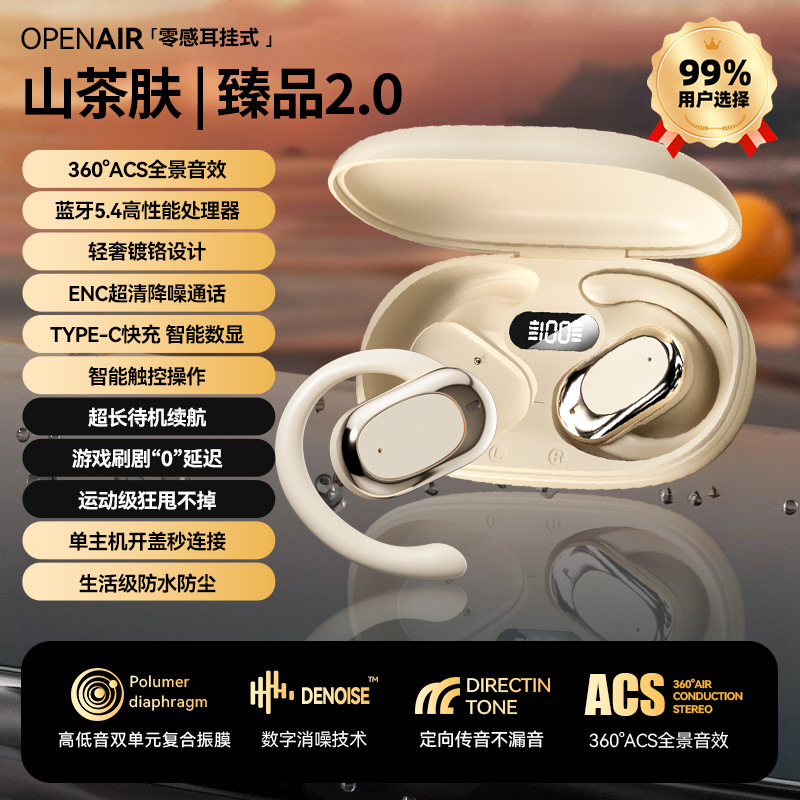 burmester 2025 new bluetooth headset non in-ear open ear-mounted noise reduction sports ultra-long life battery Specification drawing