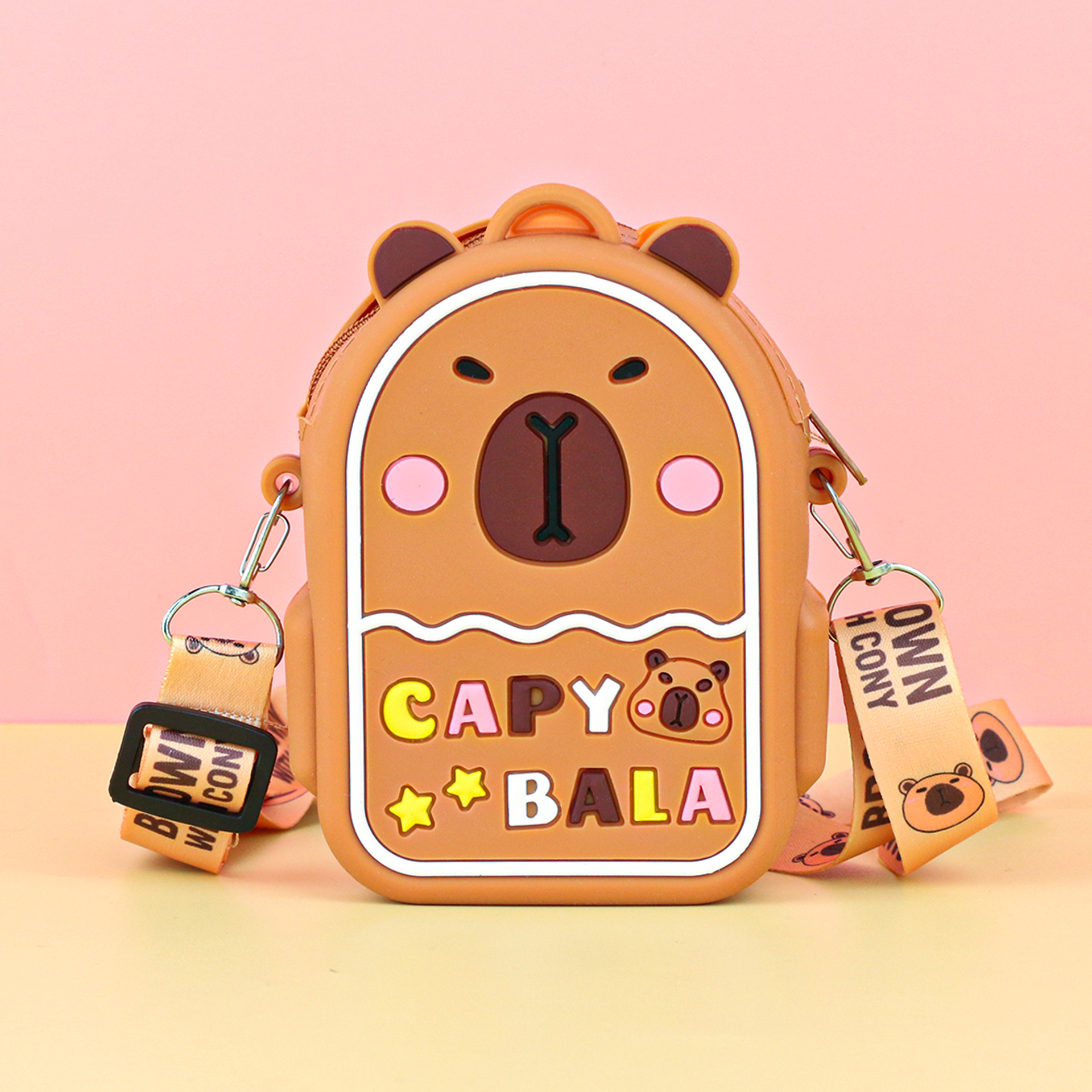 capabala silicone kid's messenger bag little girl small bag wallet cute capybara student phone bag full figure