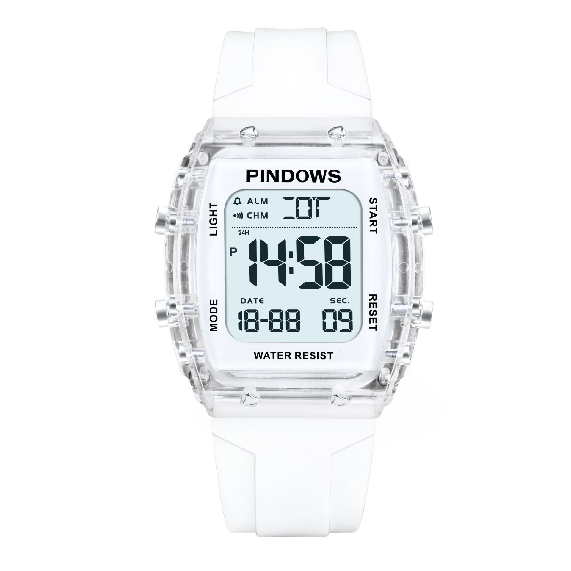 fashion led alarm clock calendar week skin-friendly strap 50 m waterproof student electronic watch foreign trade details Picture