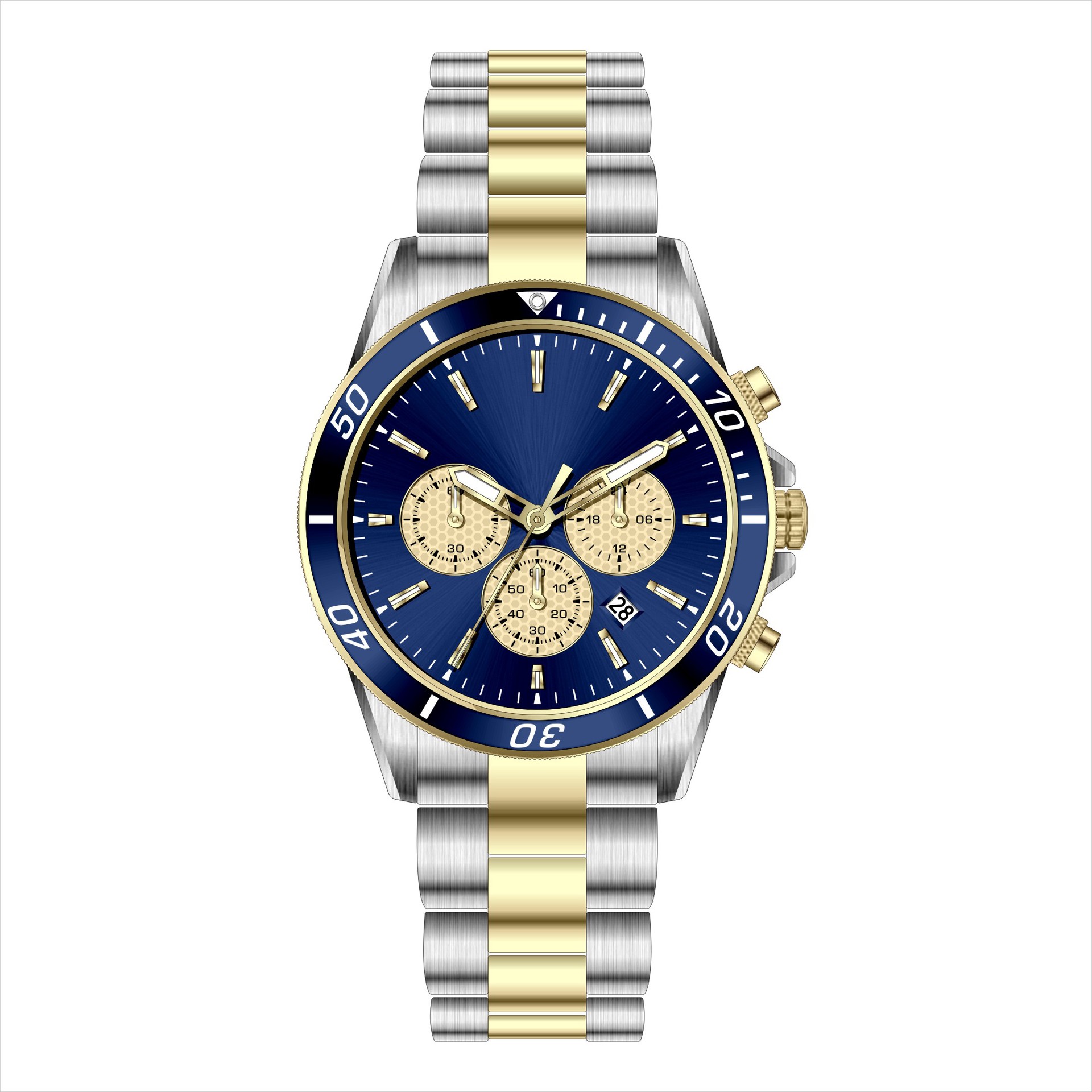 foreign trade cross-border high-end business steel belt watch men's quartz watch waterproof brand watch men's watch one piece dropshipping details Picture