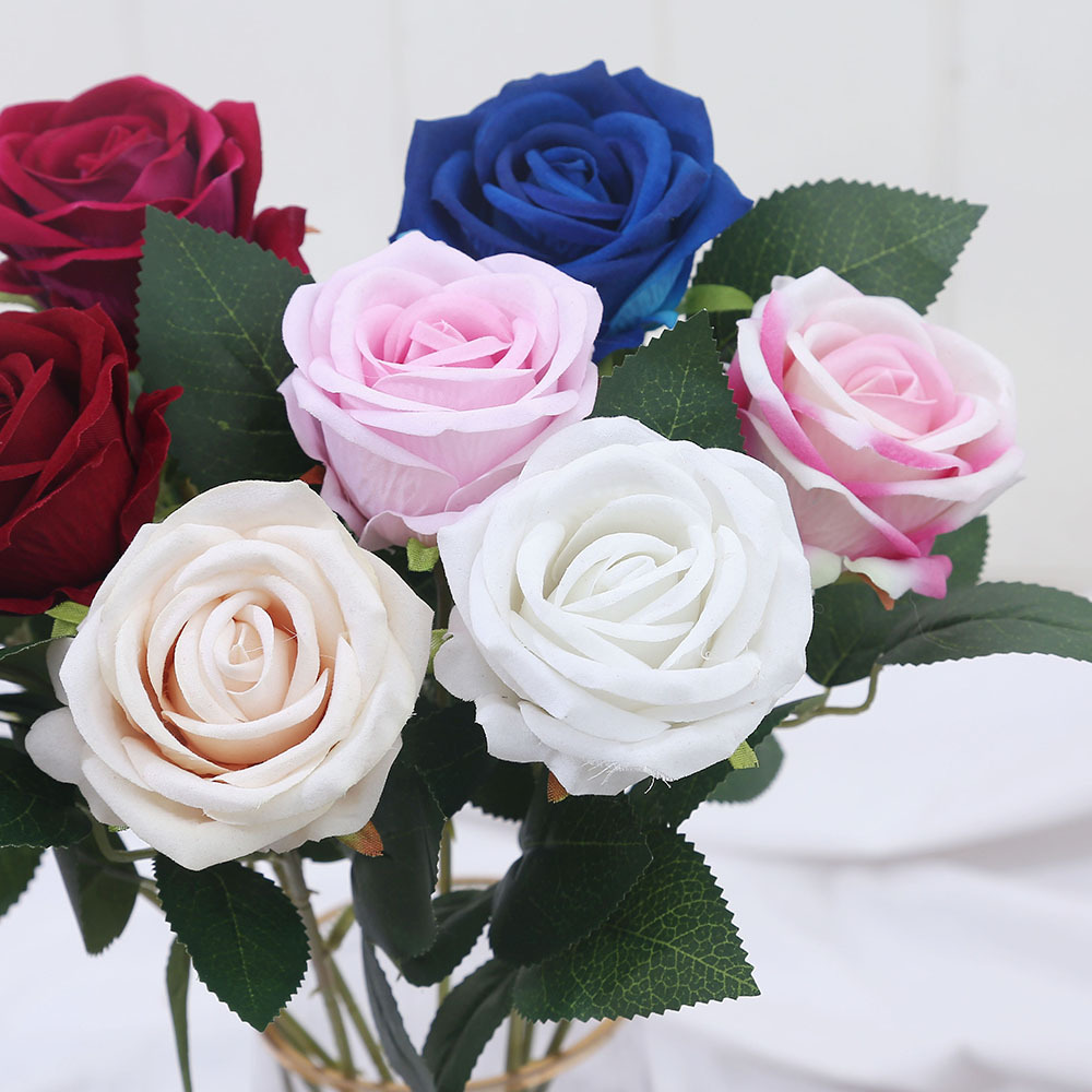 single flannel artificial rose wedding home decoration artificial flower valentine's day bouquet flower wall flower arrangement and fake flower Specification drawing