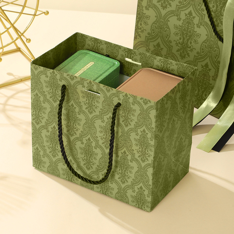 green gift bag green ribbon gift bag clothing handbag gift box with handbag gift packaging bag Specification drawing