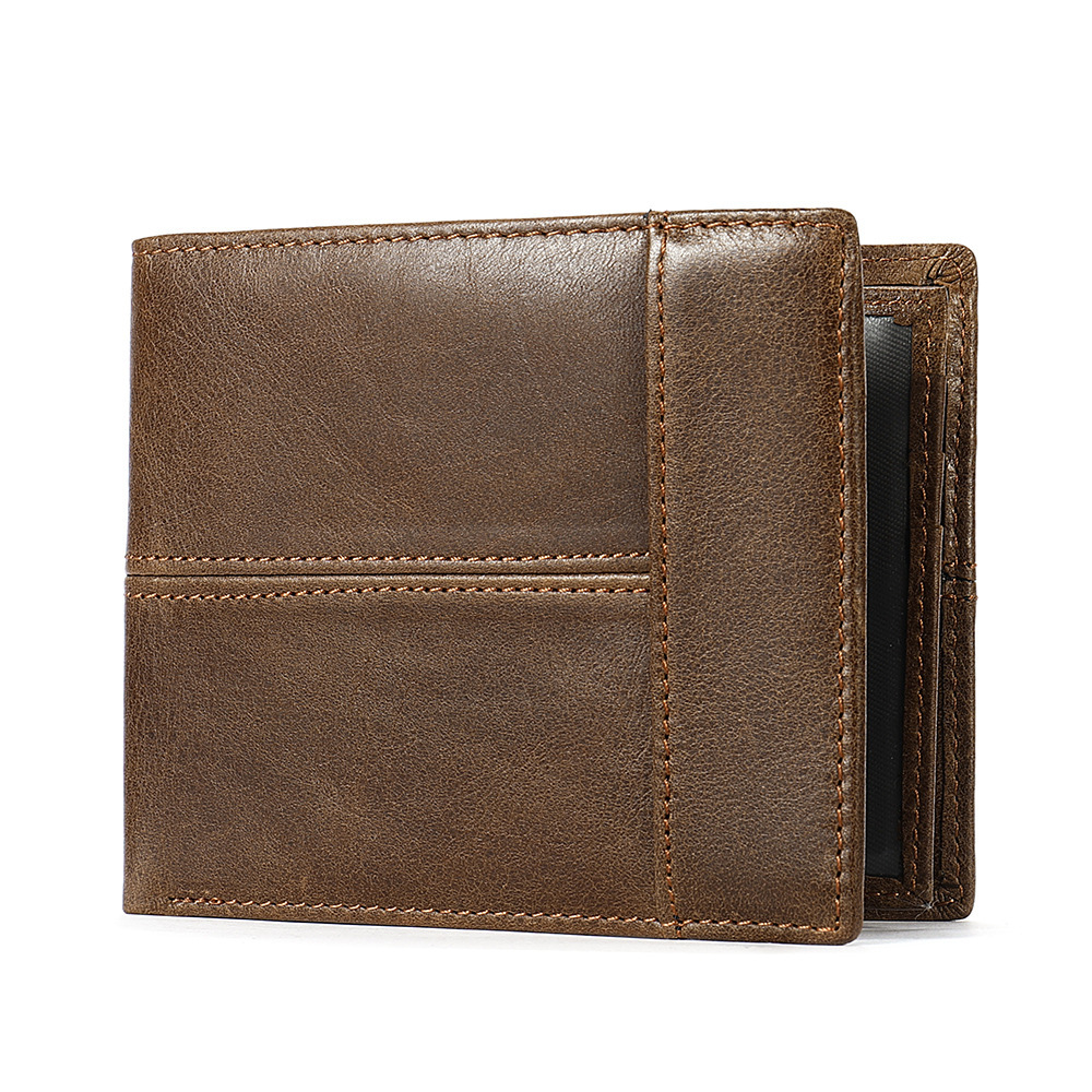 new cross-border genuine leather men's short multiple card slots wallet wallet first layer cowhide anti-magnetic rfid bifold coin purse Specification drawing