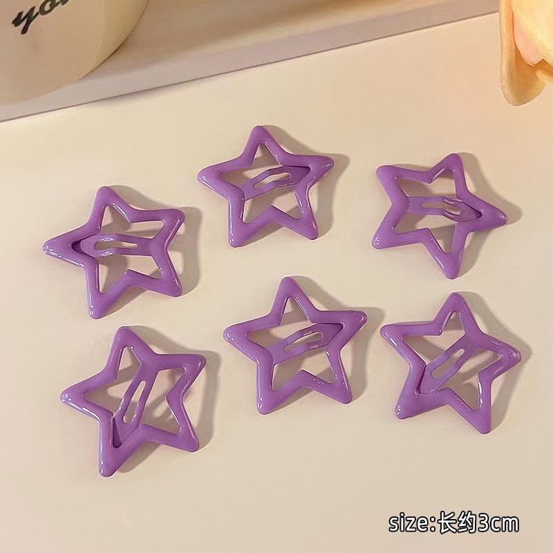 y2g dopamine color children's dripping oil pentagram cropped hair clip sweet girl hairpin bangs bb clip hair accessories headdress full figure