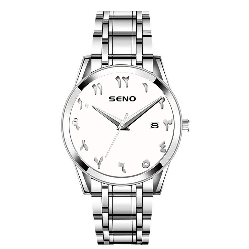 new men's watch business advanced watch arabic steel belt quartz watch men's watch export wholesale full figure
