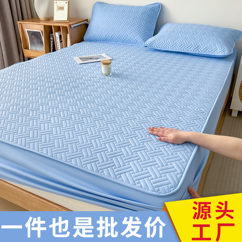 fitted sheet duvet cover mattress protective cover thick quilted all-inclusive dustproof dirt-proof sheet set new four seasons universal details Picture