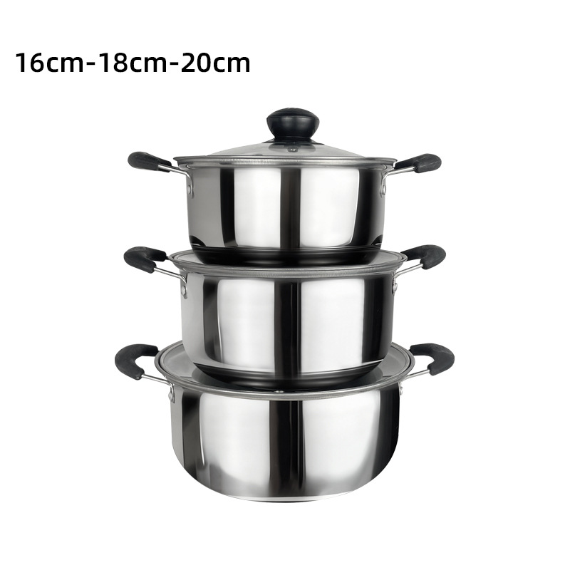 stainless steel 6 pieces set pot cross-border foreign trade milk pot soup pot match sets thickened kitchen combination pot set pot details Picture