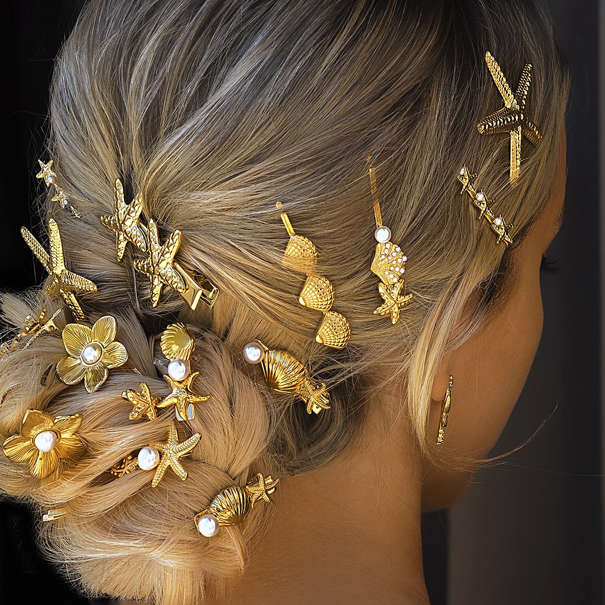 europe and america cross border ornament personality star flower diy hair accessories bride and bridesmaid barrettes star shell word clip for women full figure