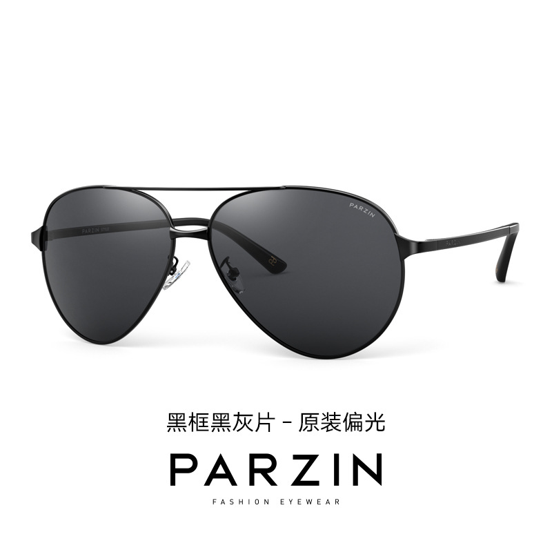 parzin sunglasses men's trendy large frame pilot aviator sunglasses polarized driving sunglasses fashion sunglasses 8009 details Picture