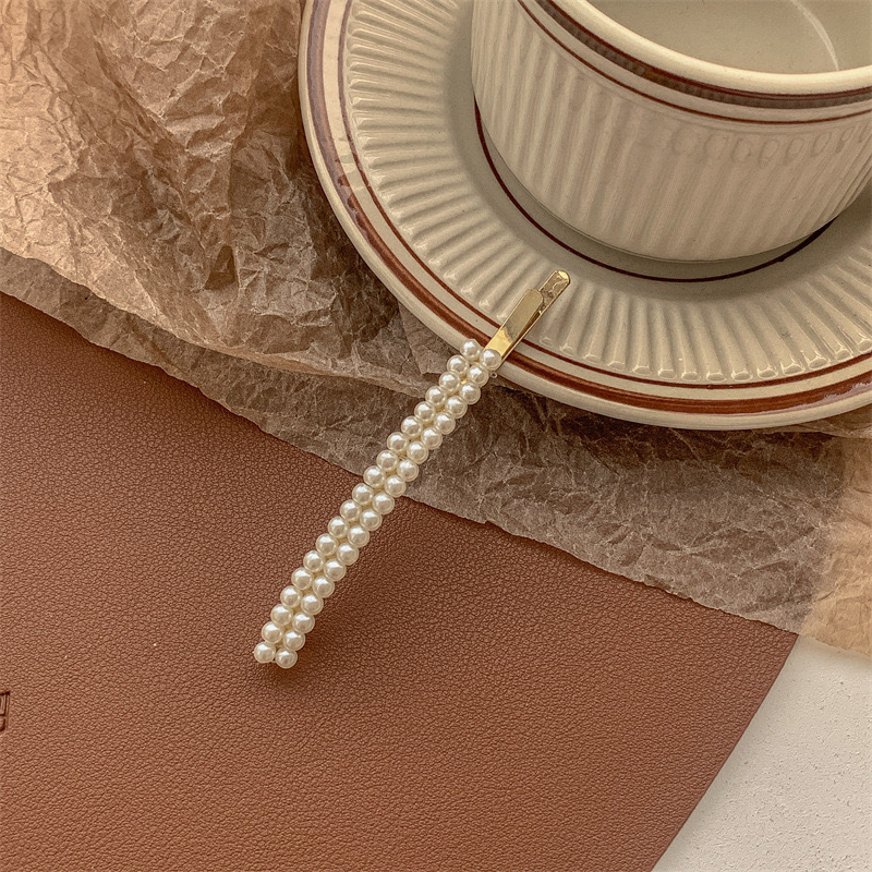 internet celebrity korean simple pearl bb clip handmade word clip bow hair clip women's side clip headdress barrettes wholesale Application Scenario