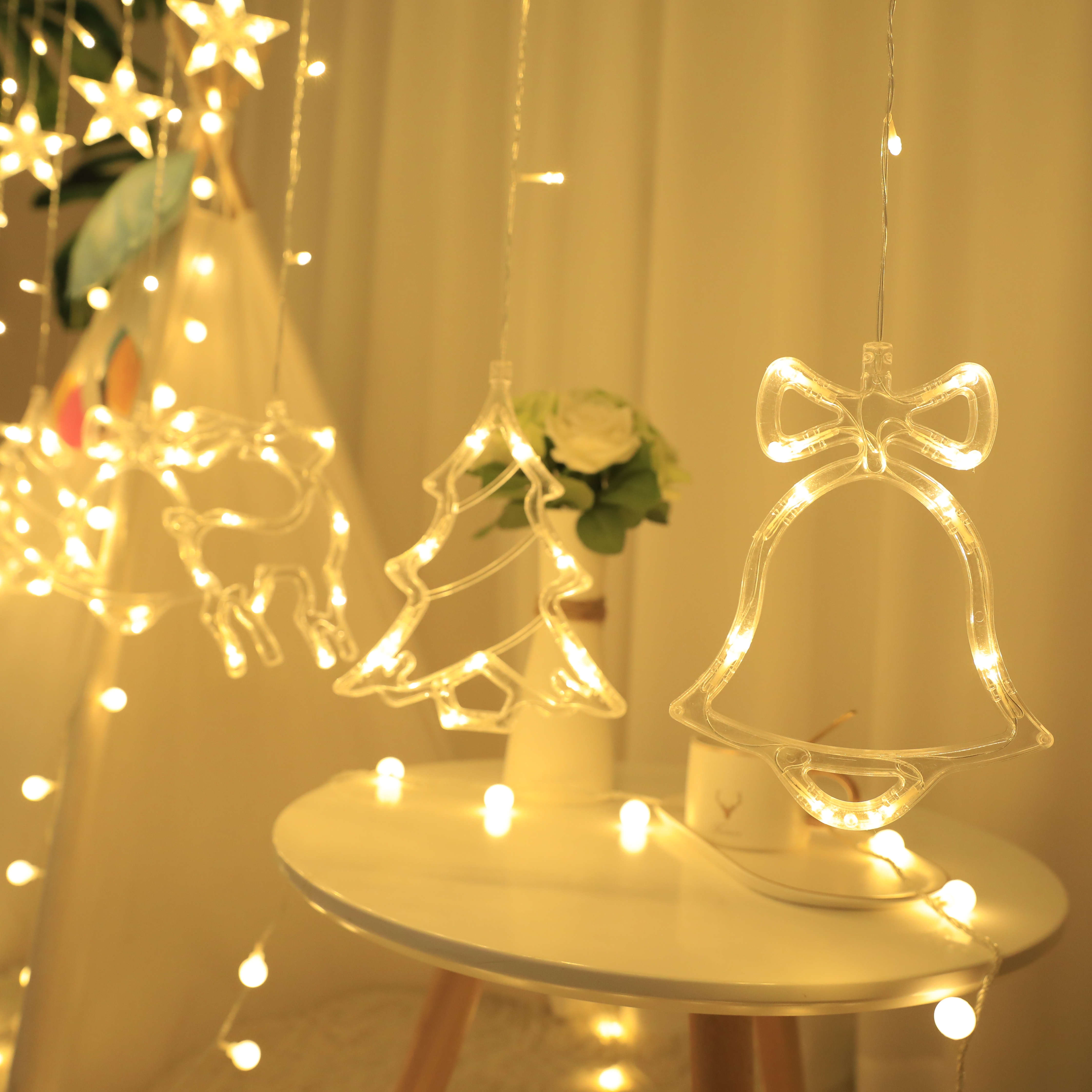 Christmas decorative curtain lights, festival decorative lights, bedroom atmosphere lights, flashing lights, hanging lights Specification image