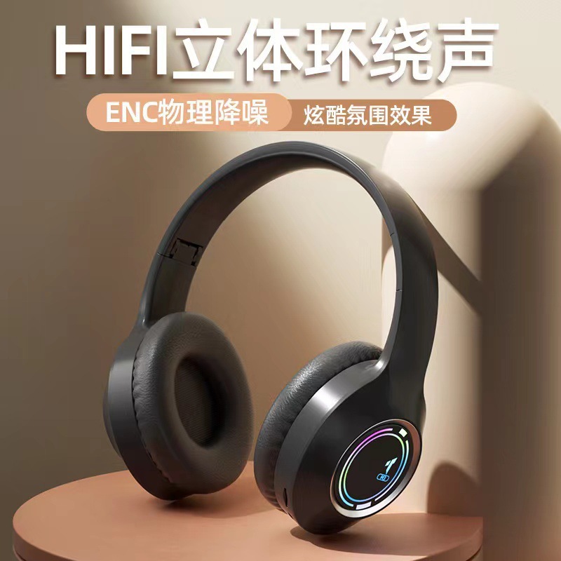 new m3 headset wireless bluetooth headset colorful luminous bass noise reduction e-sports games super long waiting details Picture