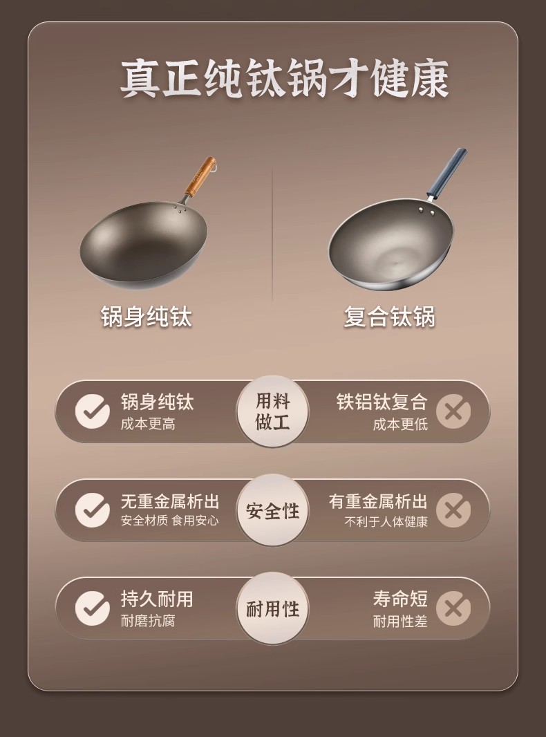 eporas八奈司日本进口家用炒锅纯钛锅炒菜锅无害涂层不易粘钛金锅详情9