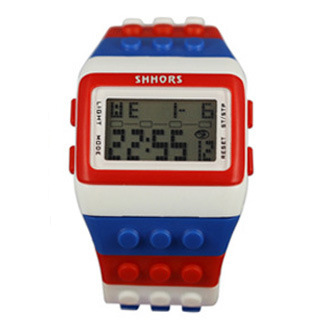 monkey shhors wholesale lcd color building blocks led electronic watch luminous sport watch men women Item Picture