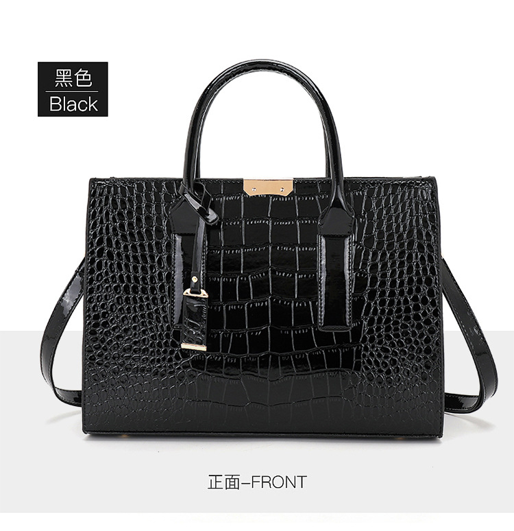 new women's foreign trade bags one shoulder bag trendy alligator print handbag europe and america cross border retro messenger bag tote bag Specification drawing