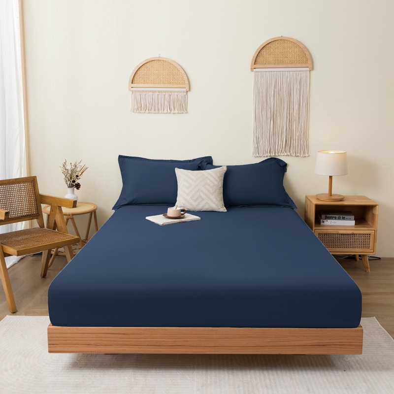 solid color sanding single fitted sheet comfortable skin-friendly cotton single twin coverlet bed sheet dustproof protective bedding wholesale full figure