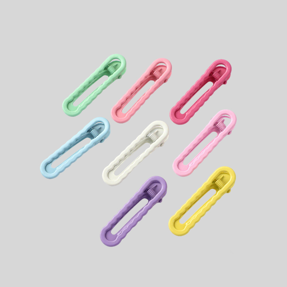 dopamine candy color metal hollow barrettes wave hair clip for broken hair barrettes sub side clip bang clip duckbill clip sub diy Item Picture