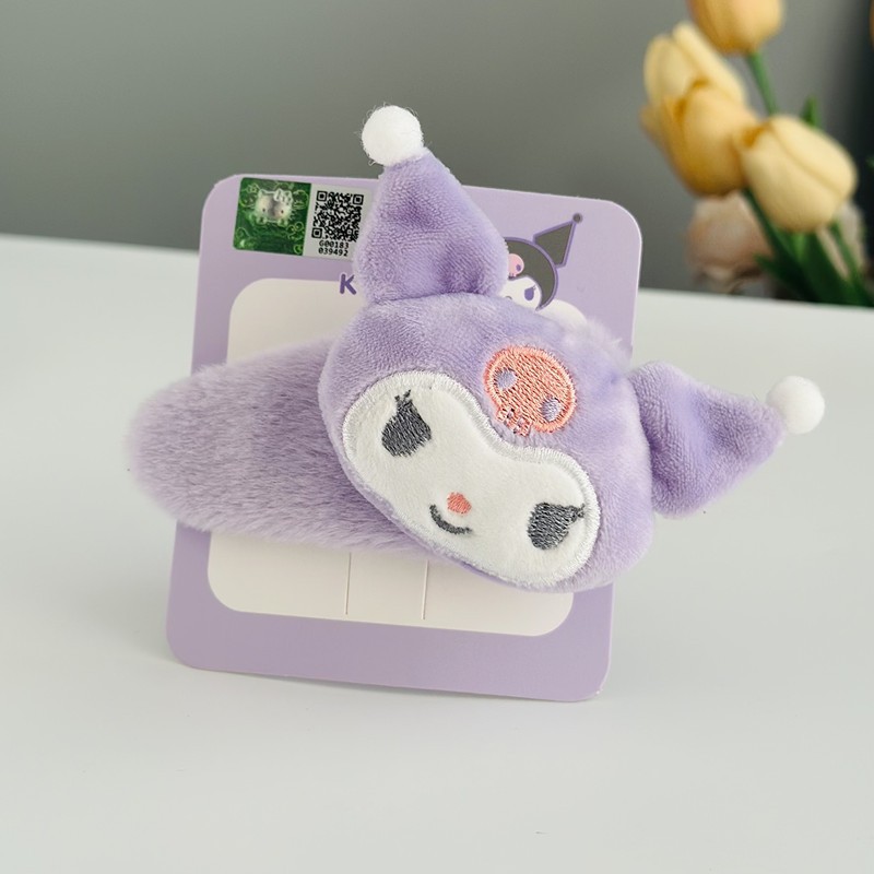 sanrio doll clow m plush barrettes side furry large bb clip girl bang side clip cute hairpin barrettes details Picture