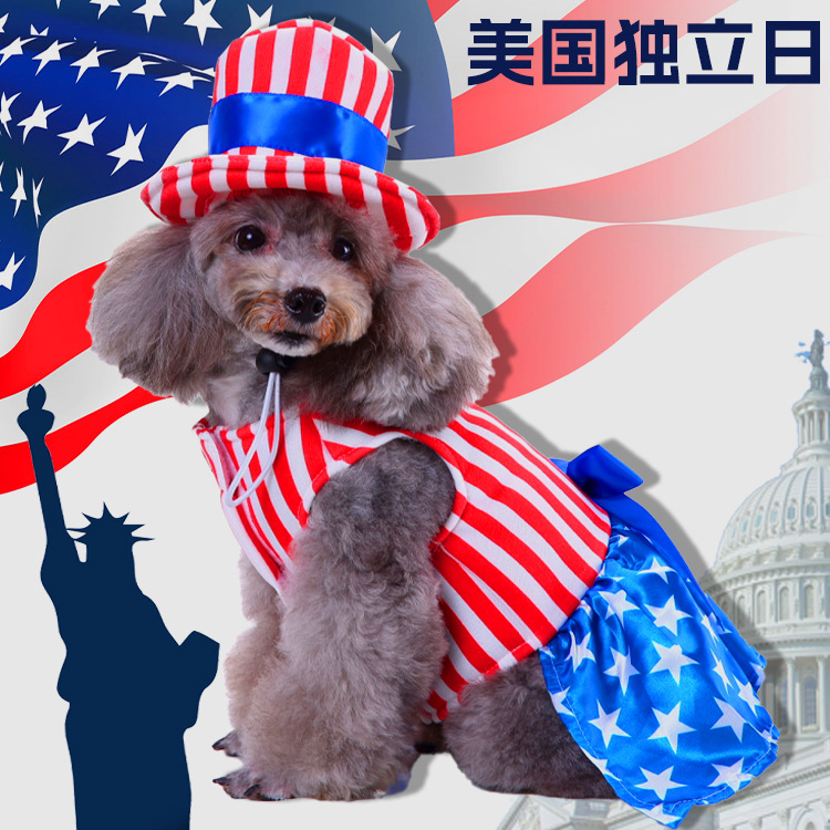 supply cross-border pet clothes american independence day pet clothing funny dog clothes independence day holiday dress up full figure