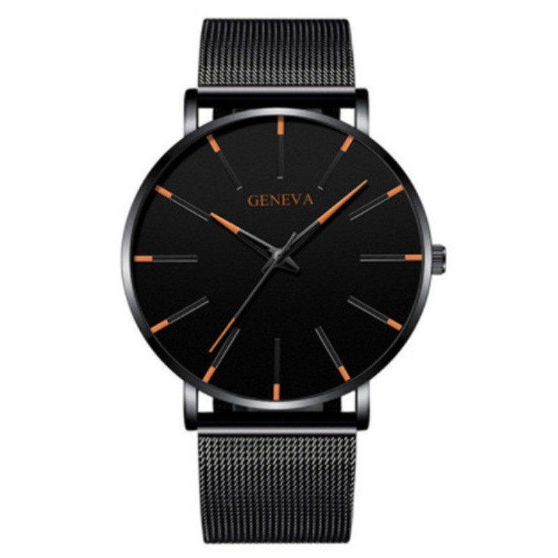 geneva men's simplicity business watch male geneva foreign trade popular style fashion mesh strap quartz watch 1 piece wholesale full figure