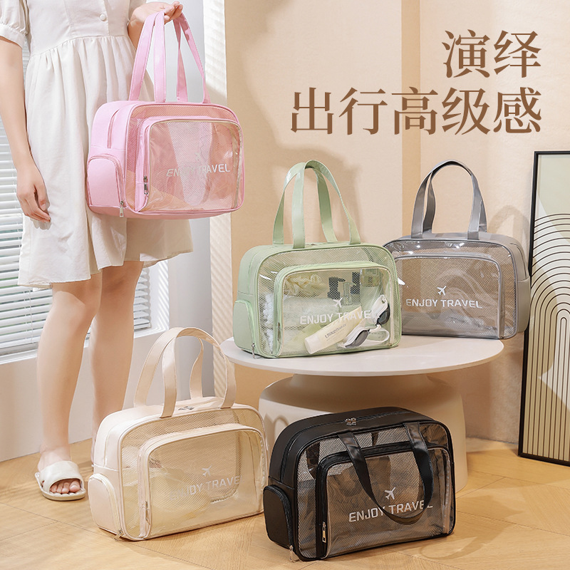 swimming storage bag dry wet separation fitness wash bag large capacity waterproof travel bag pu portable cosmetic bag details Picture