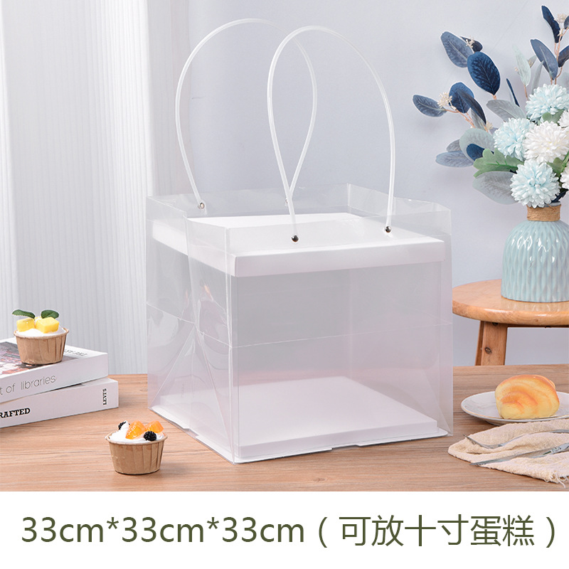 transparent gift handbag square cake dessert packing bag potted succulent flowers plastic packaging hand bag pieces full figure