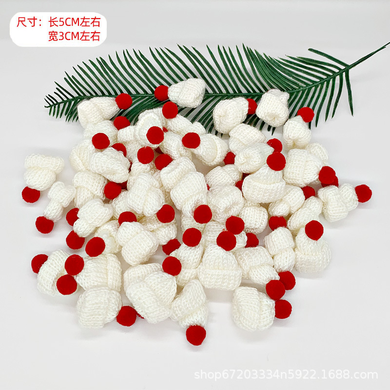 christmas mini woolen cap decorative knitted wool small hat doll red wine bottle thumb cap christmas small gift full figure