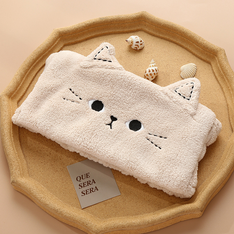 ins style cartoon animal  ears headband face wash headband girls makeup remover hair cover coral fleece confinement headscarf full figure