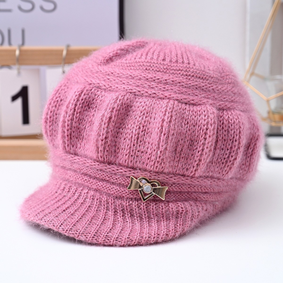 middle-aged and elderly mother rabbit fur knitted hat women's autumn and winter fashion all-matching fleece-lined warm beret woolen cap Application Scenario