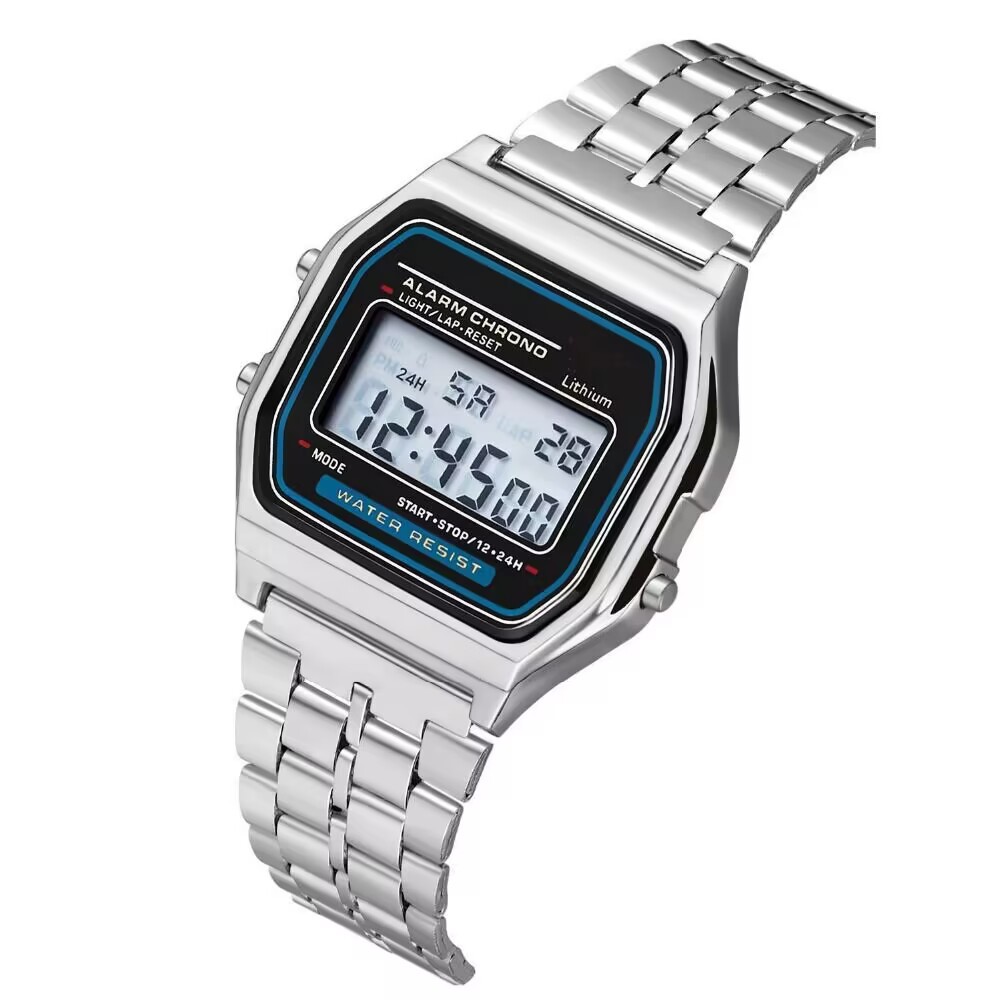 foreign trade wholesale led electronic watch multifunctional student watch wr f91 steel belt harajuku style fashion watch Specification drawing