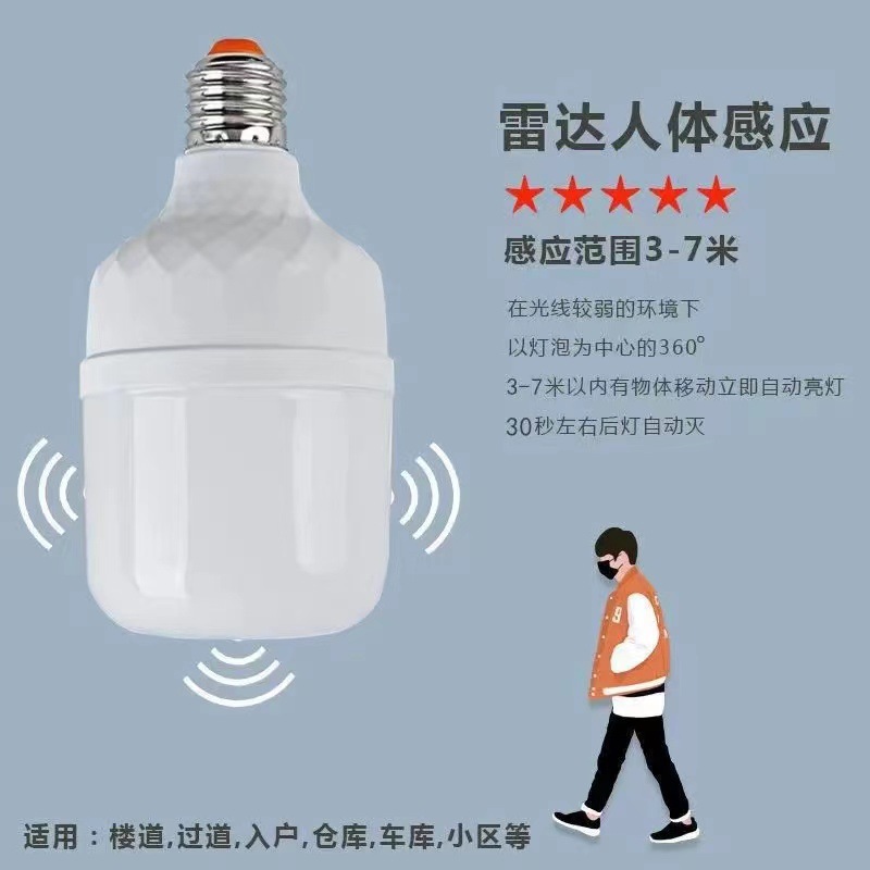 led voice-controlled sound and light-controlled human body radar induction bulb infrared household intelligent corridor corridor globe Item Picture