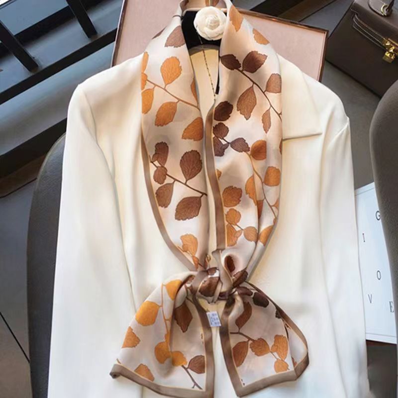 popular long small silk scarf long ornaments scarf satin ribbon business wear with business small scarf women's gifts details Picture