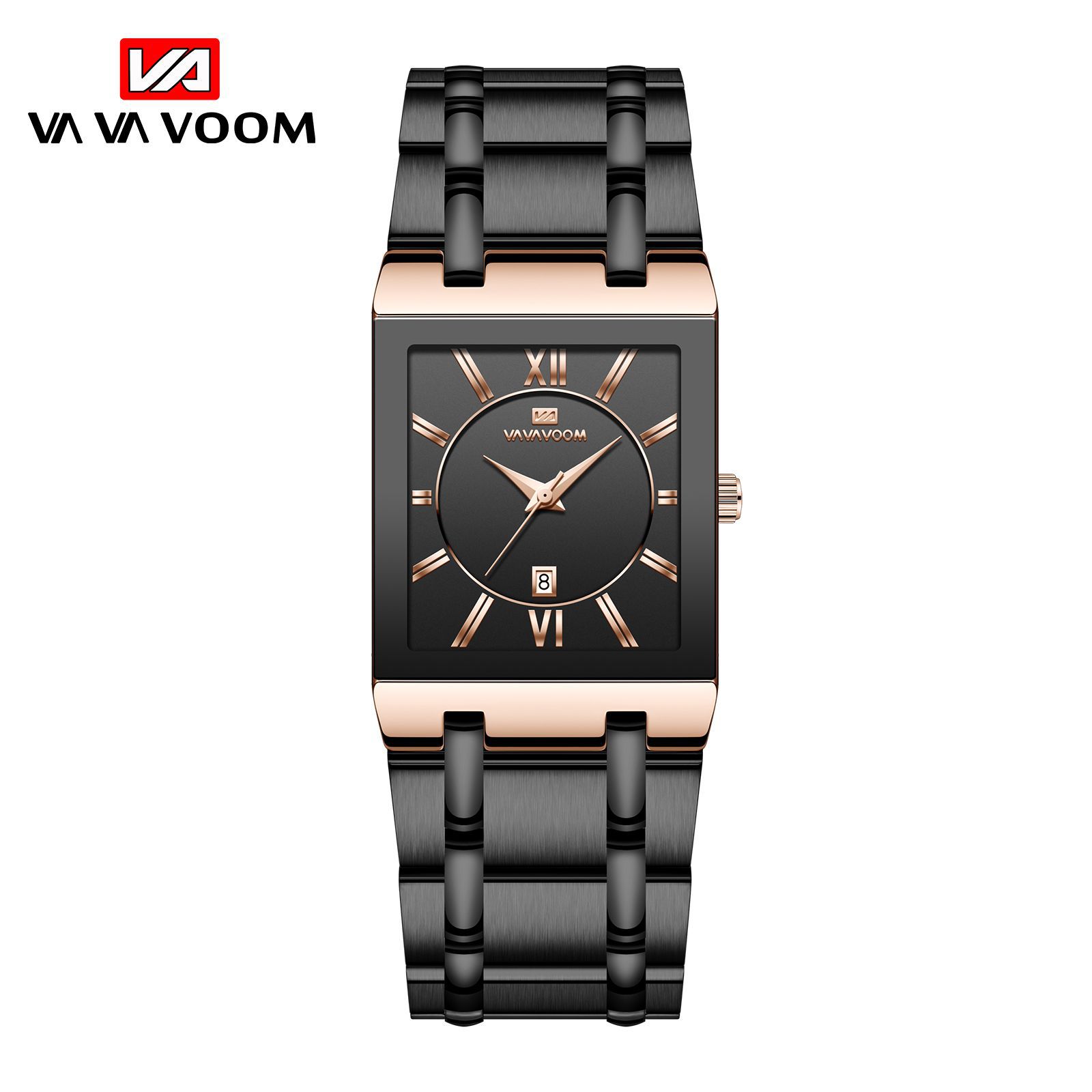 rectangular cross-border stainless steel men's steel strap watch golden business calendar quartz waterproof watch wholesale large dial Application Scenario