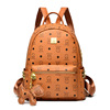 fashion brand m bear studded backpack korean style fashionable style printed rhombus plaid backpack women's bag with pendant high quality leather schoolbag Item Picture