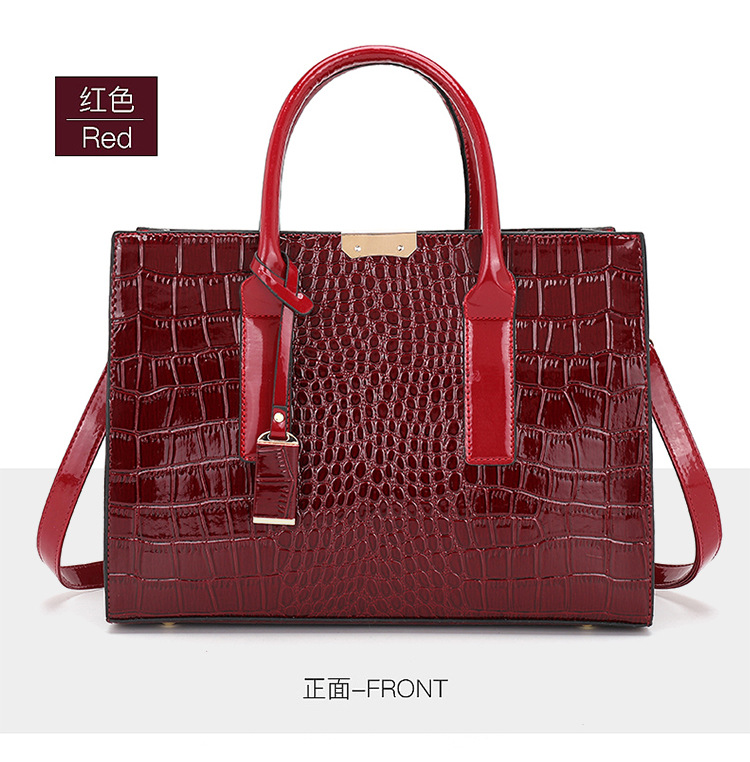 new women's foreign trade bags one shoulder bag trendy alligator print handbag europe and america cross border retro messenger bag tote bag details Picture
