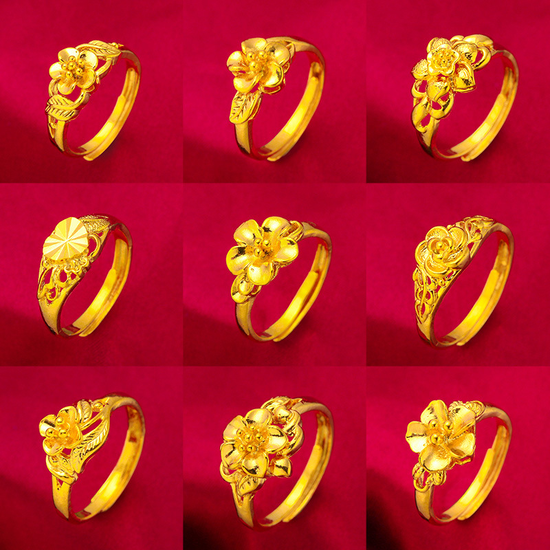 vietnam placer gold ring women's electroplated 24k simulation gold jewelry wedding supplies supplies for night market ring wholesale full figure