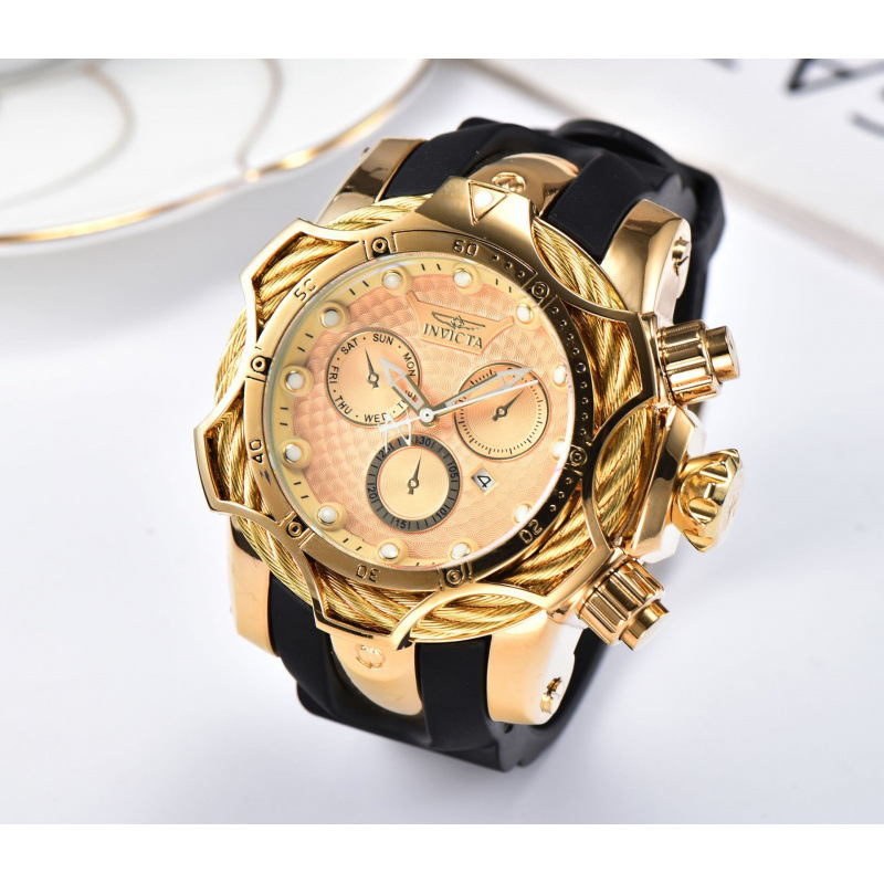 2020 high quality foreign trade invicta large dial steel belt quartz men's watch full figure